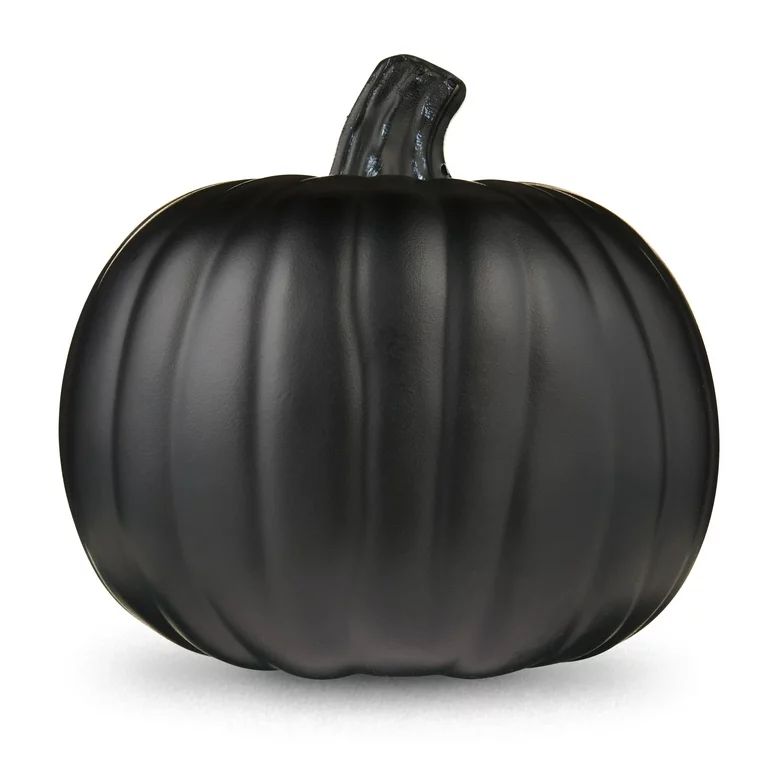 Halloween Black Pumpkin Decoration, 9 in, by Way To Celebrate - Walmart.com | Walmart (US)