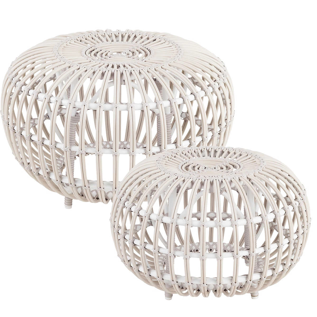 Kali Dove White Outdoor Ottoman | Annie Selke