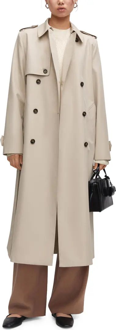 MANGO Double Breasted Water Repellent Trench Coat | Nordstrom | Nordstrom