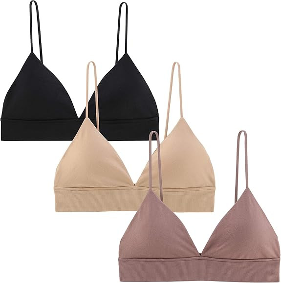 INIBUD Bralette for Women Triangle Cups Removable Padded Wire Free Pull On Closure | Amazon (US)