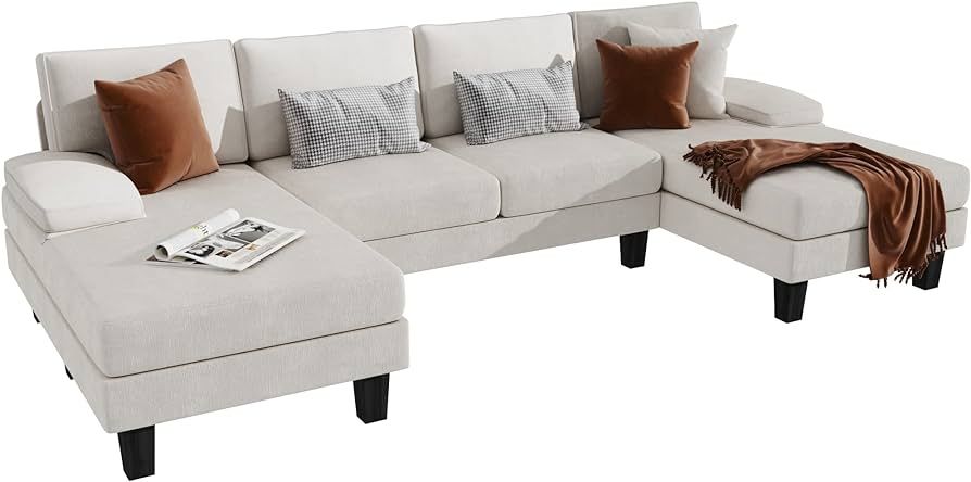 YESHOMY Convertible Sectional Sofa U-Shaped Couch with Soft Modern Cotton Chenille Fabric for Liv... | Amazon (US)
