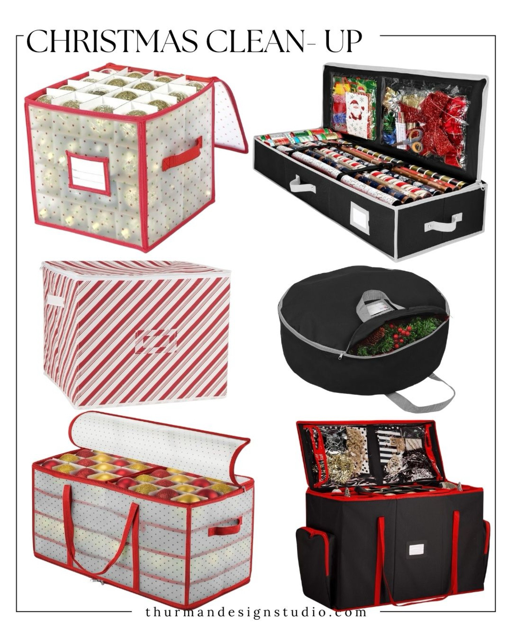 Ready to clean up Christmas and get organized? 
 
Stock up on storage bins, wreath bags, and ornament containers to safely pack away your holiday décor. Tidy up your space by grouping items together and labeling them for easy access next year. With the right tools, cleaning up Christmas can be a breeze, leaving you with a fresh, organized home for the new year!

#LTKHoliday #LTKHome #LTKSeasonal