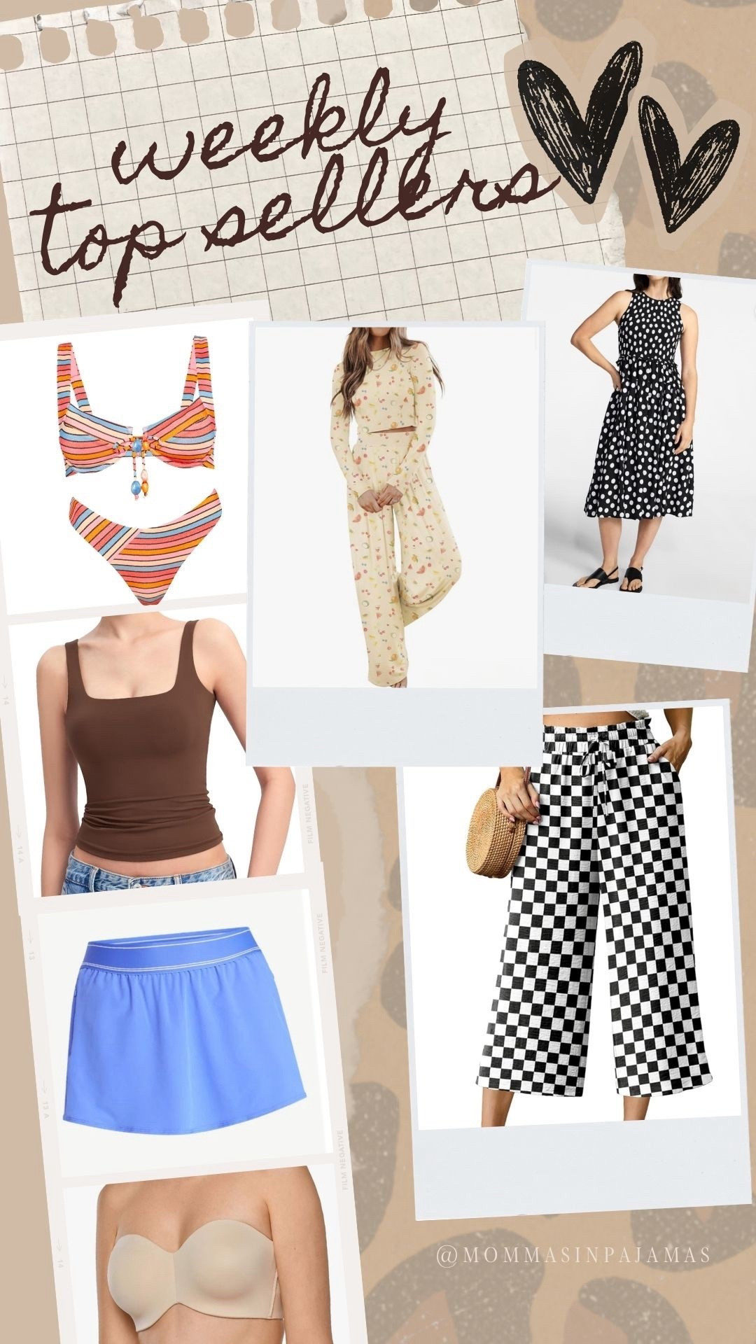 Weekly bestsellers: 
Vetchy: full bust friendly (and super flattering bathing suit)
Amazon: double lined square neck tank top, strapless bra (actually stays up), adorable printed pajamas, wide-leg checkered pants  
Walmart: active skirt, polka dot dress

#LTKPetite #LTKMidsize #LTKSeasonal