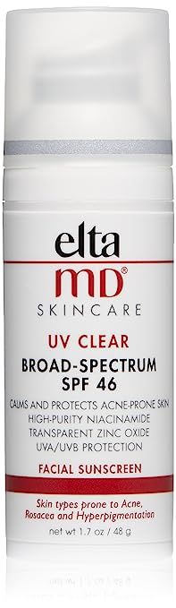 EltaMD UV Clear Facial Sunscreen Broad-Spectrum SPF 46 for Sensitive or Acne-Prone Skin, Oil-free... | Amazon (US)