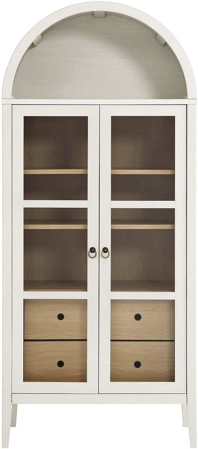 Modway Nolan Modern Farmhouse 71" Tall Arched Storage Display Cabinet in White Oak Wood Grain | Amazon (US)