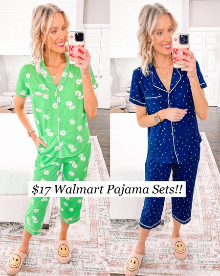 $17 Walmart pajamas sets! 

Spring pajamas / 2 piece pajamas / short sleeve pjs / smiley face slippers / Amazon 

#LTKfindsunder100 #LTKshoecrush #LTKfindsunder50