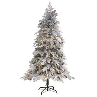6ft. Pre-Lit Flocked Montana Down Swept Spruce Artificial Christmas Tree with Clear LED Lights | Michaels Stores