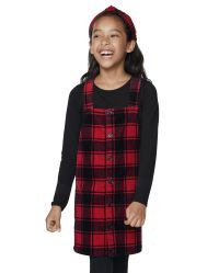 Girls Christmas Sleeveless Buffalo Plaid Skirtall | The Children's Place  - CLASSICRED | The Children's Place