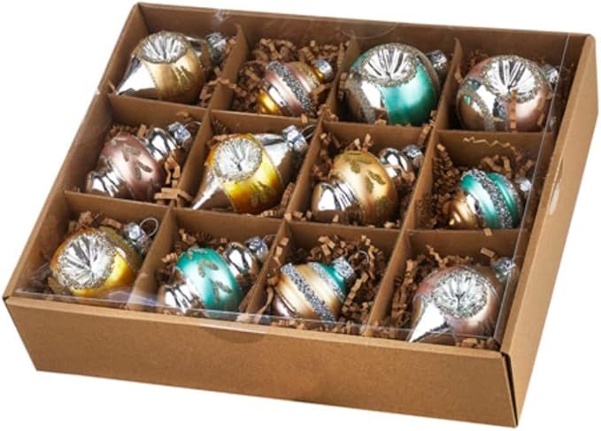 Raz Imports Box of 12 Pastel Vintage Glass Christmas Tree Ornaments 3 Inch | Amazon (US)