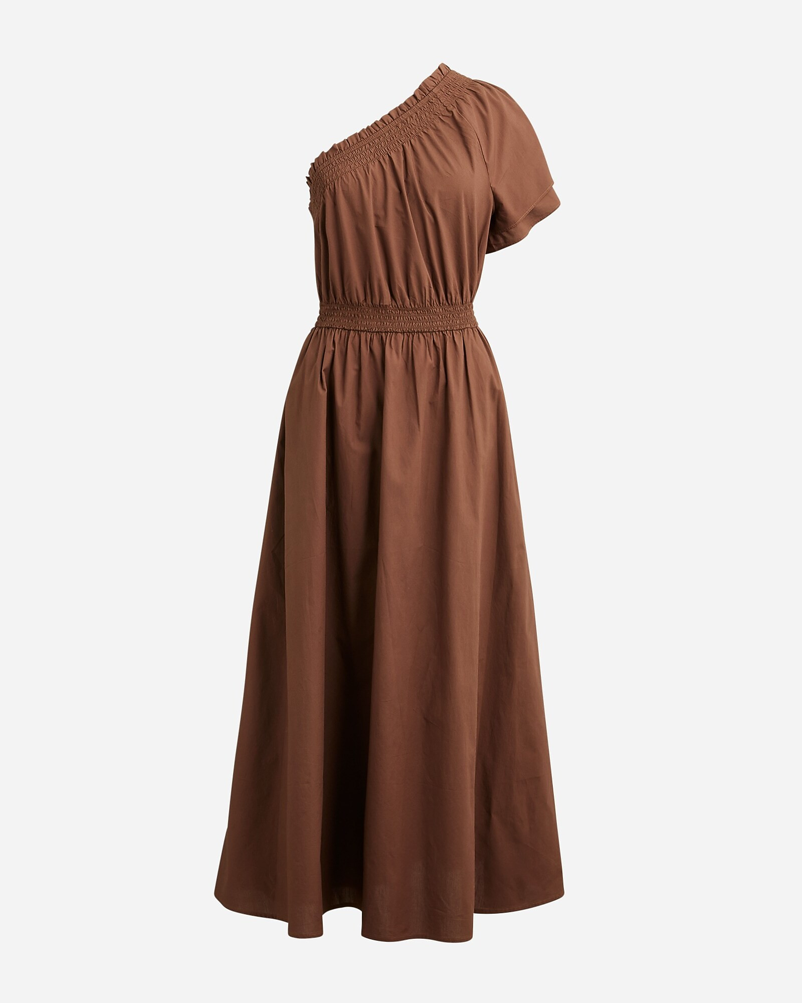 Smocked one-shoulder dress in cotton poplin | J. Crew US