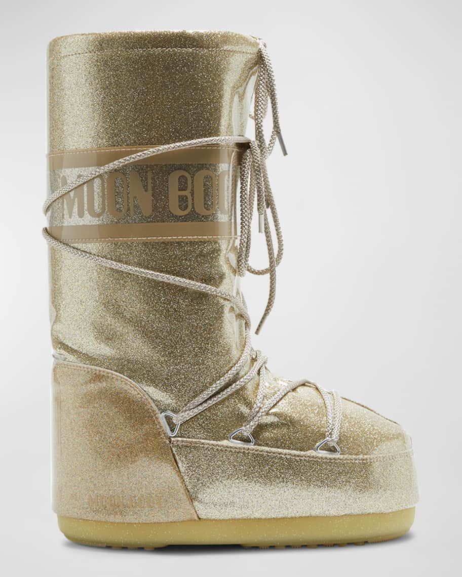 Moon Boot Icon Glitter Lace-Up Tall Snow Boots | Neiman Marcus