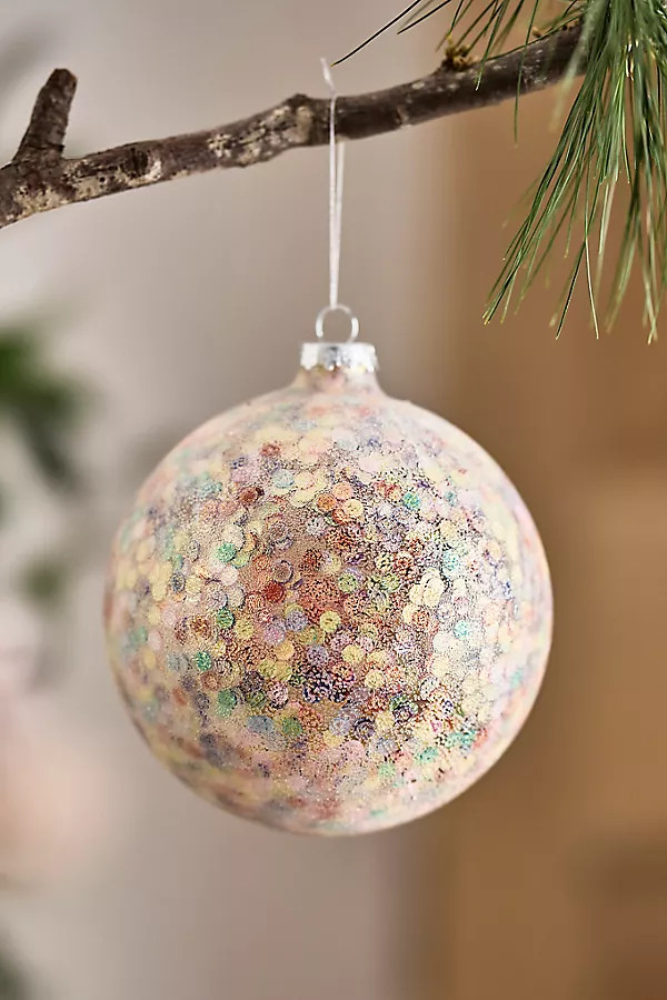 Frosted Sequin Glass Globe Ornament at Terrain | Terrain