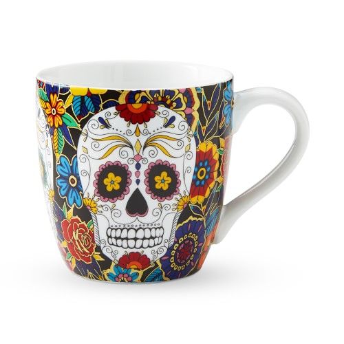Day of the Dead Mugs, Set of 4, Black | Williams-Sonoma