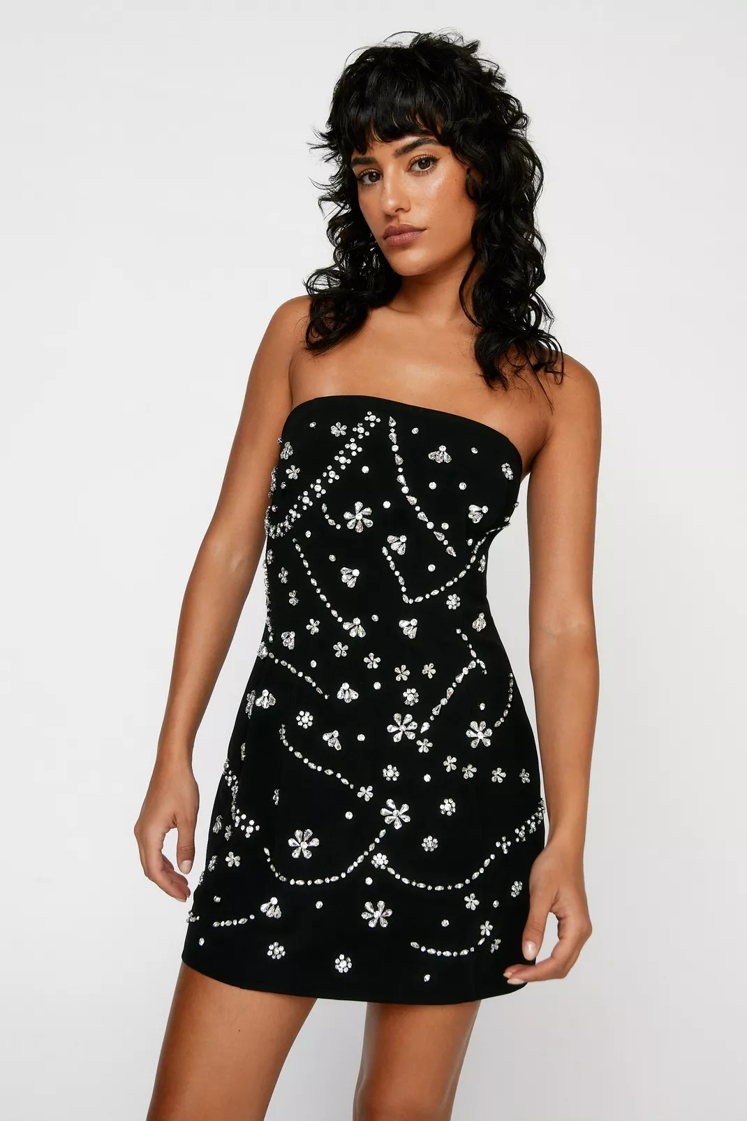 Premium Embellished Bandeau Mini Dress | Nasty Gal (US)