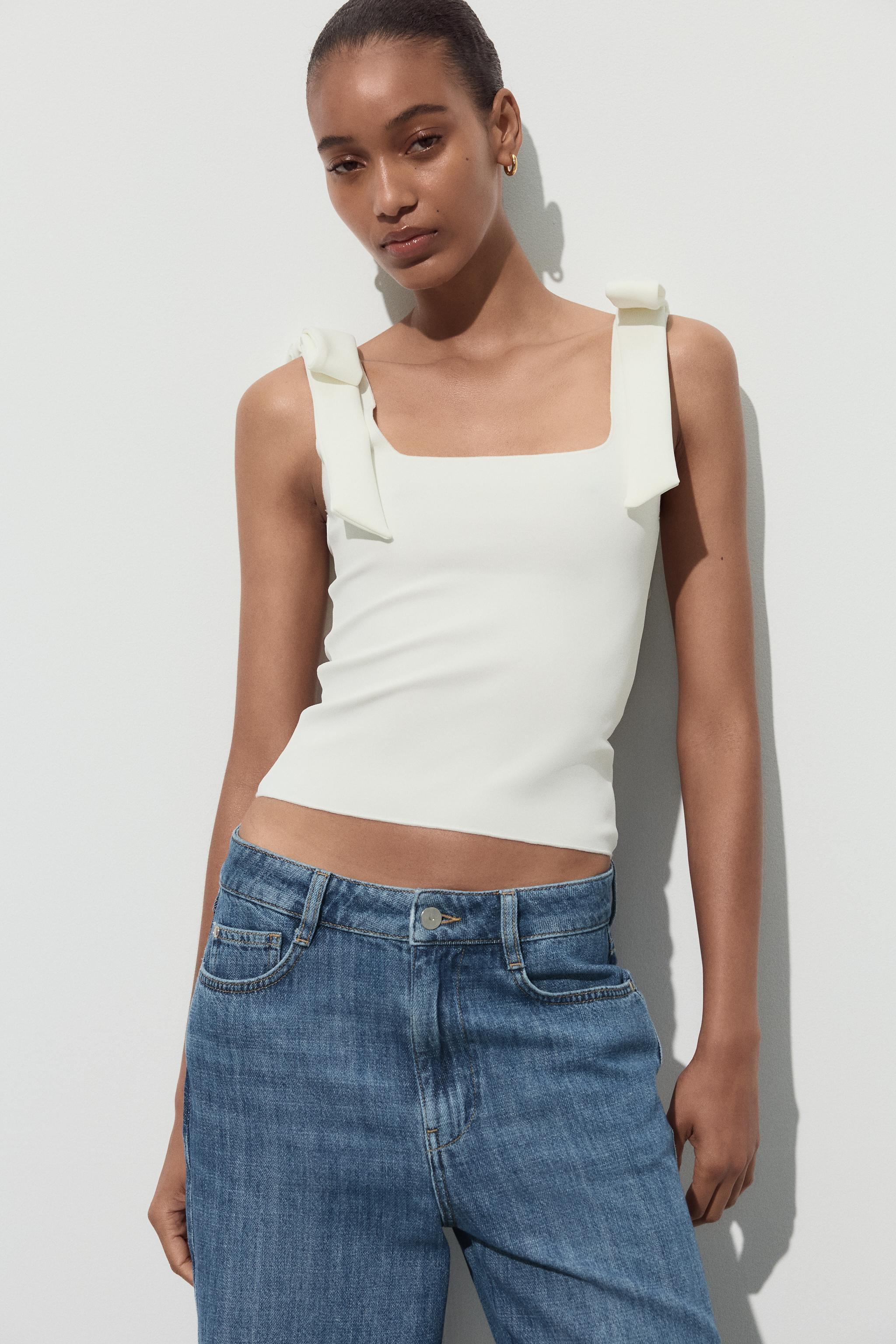 STRETCH TOP WITH BOWS | Zara UK