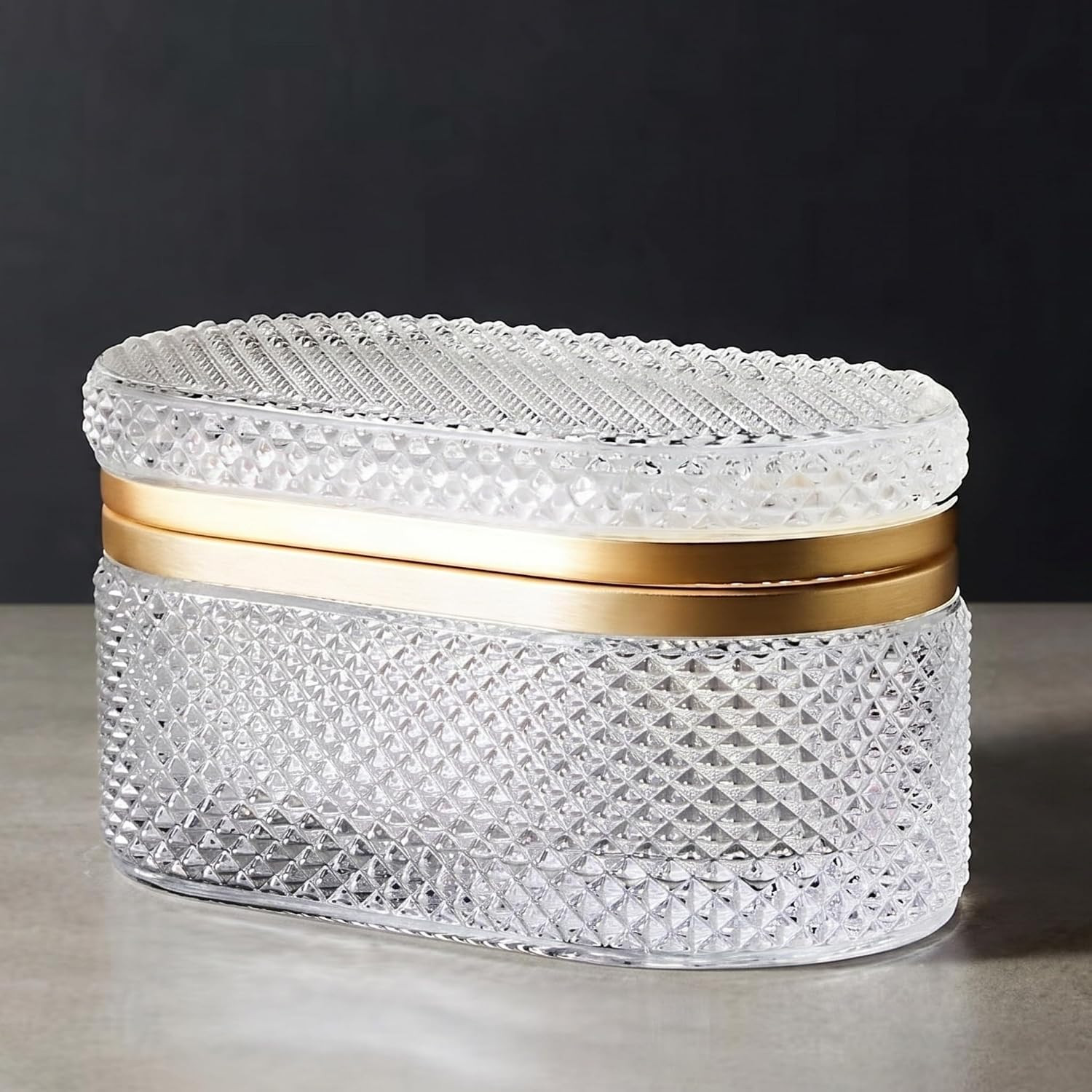 Embossed Glass Trinket Box with Lid for Women | Amazon (US)