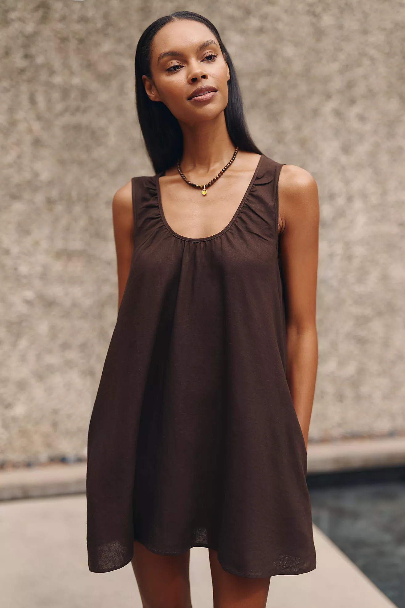 Celandine Linen-Blend Scoop Dress | Anthropologie (US)