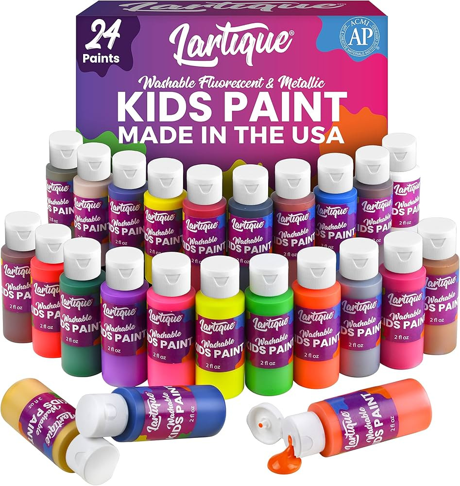 Washable Paint for Kids - 24 Colors Finger Paint, Regular, Fluorescent and Metallic Kids Paint Se... | Amazon (US)