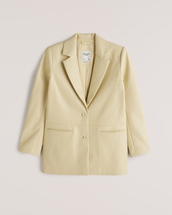 Women's Relaxed Vegan Leather Blazer | Women's Clearance | Abercrombie.com | Abercrombie & Fitch (US)