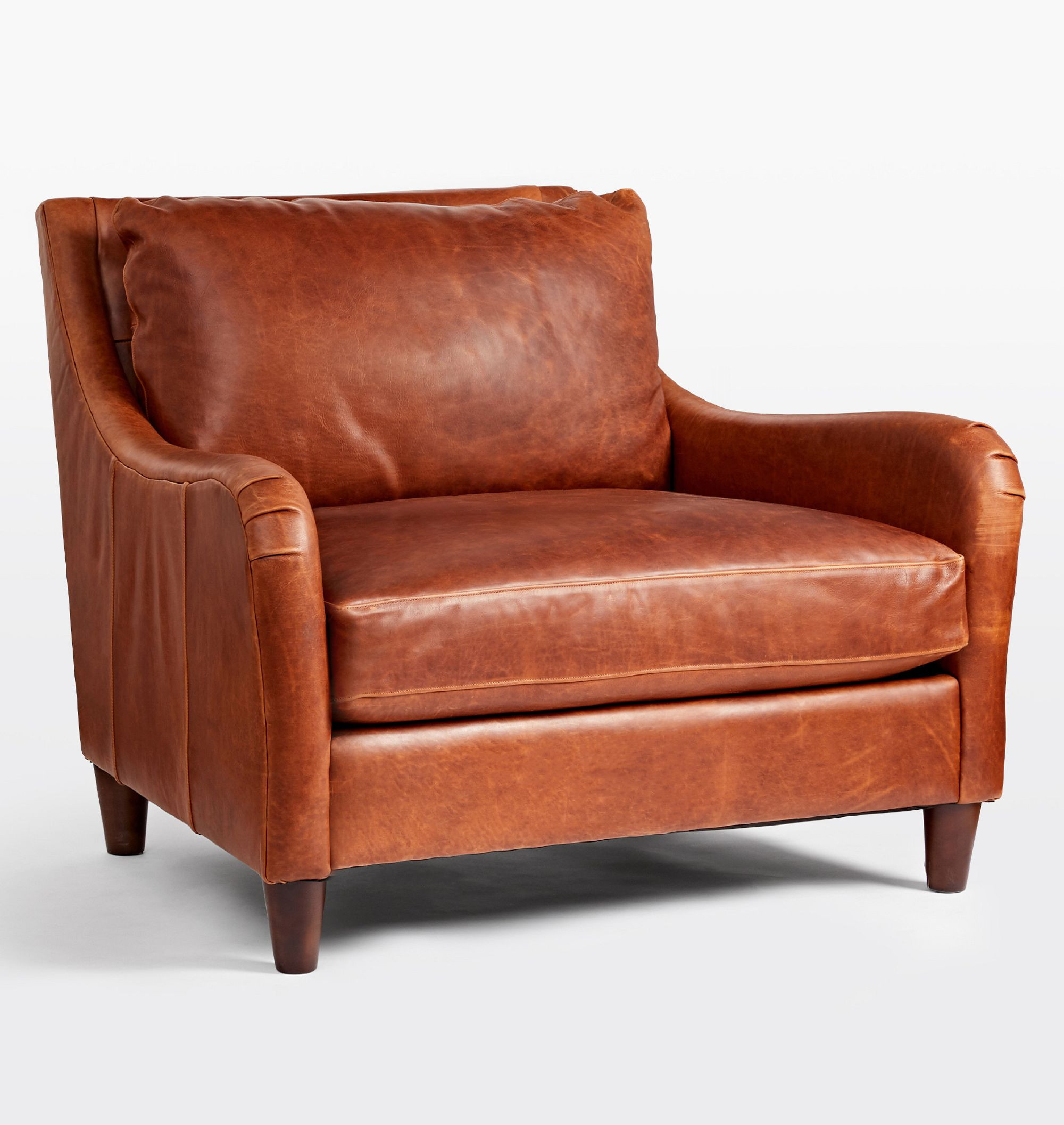Vailer Leather Chair-and-a-Half, Distressed Pure Leather Saddle | Rejuvenation