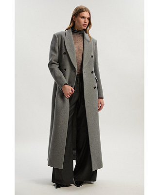 Karen Millen Women's Wool Double Breasted Tailored Maxi Coat - Macy's | Macy's