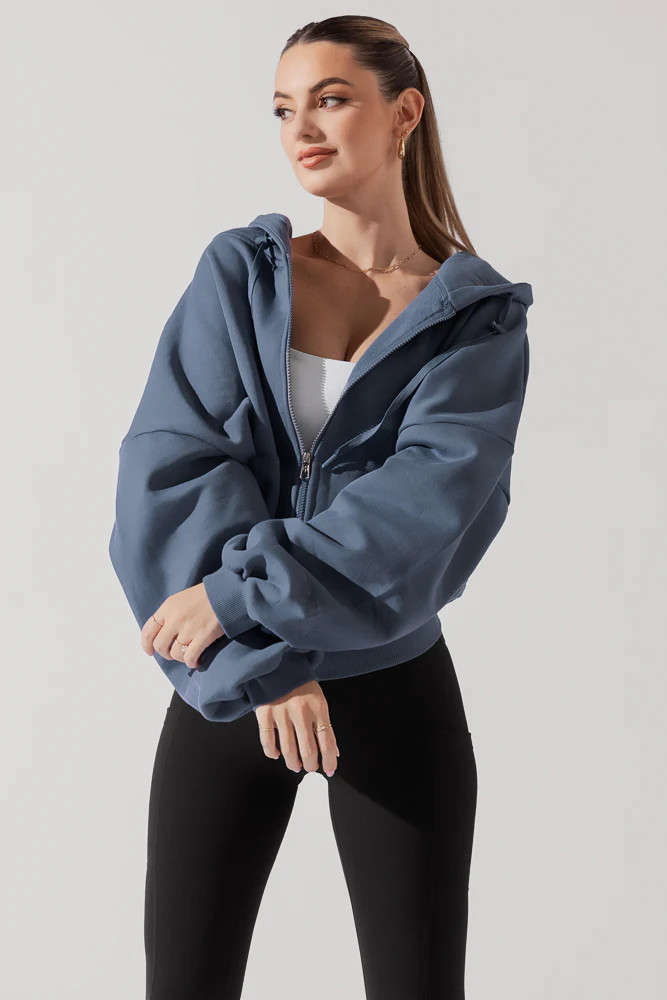 Zip Cloud Hoodie - Blue Steel | POPFLEX