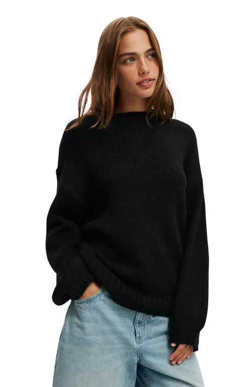 Cotton On Women's Luxe Crew Sweater in Black at Nordstrom, Size Xx-Small | Nordstrom