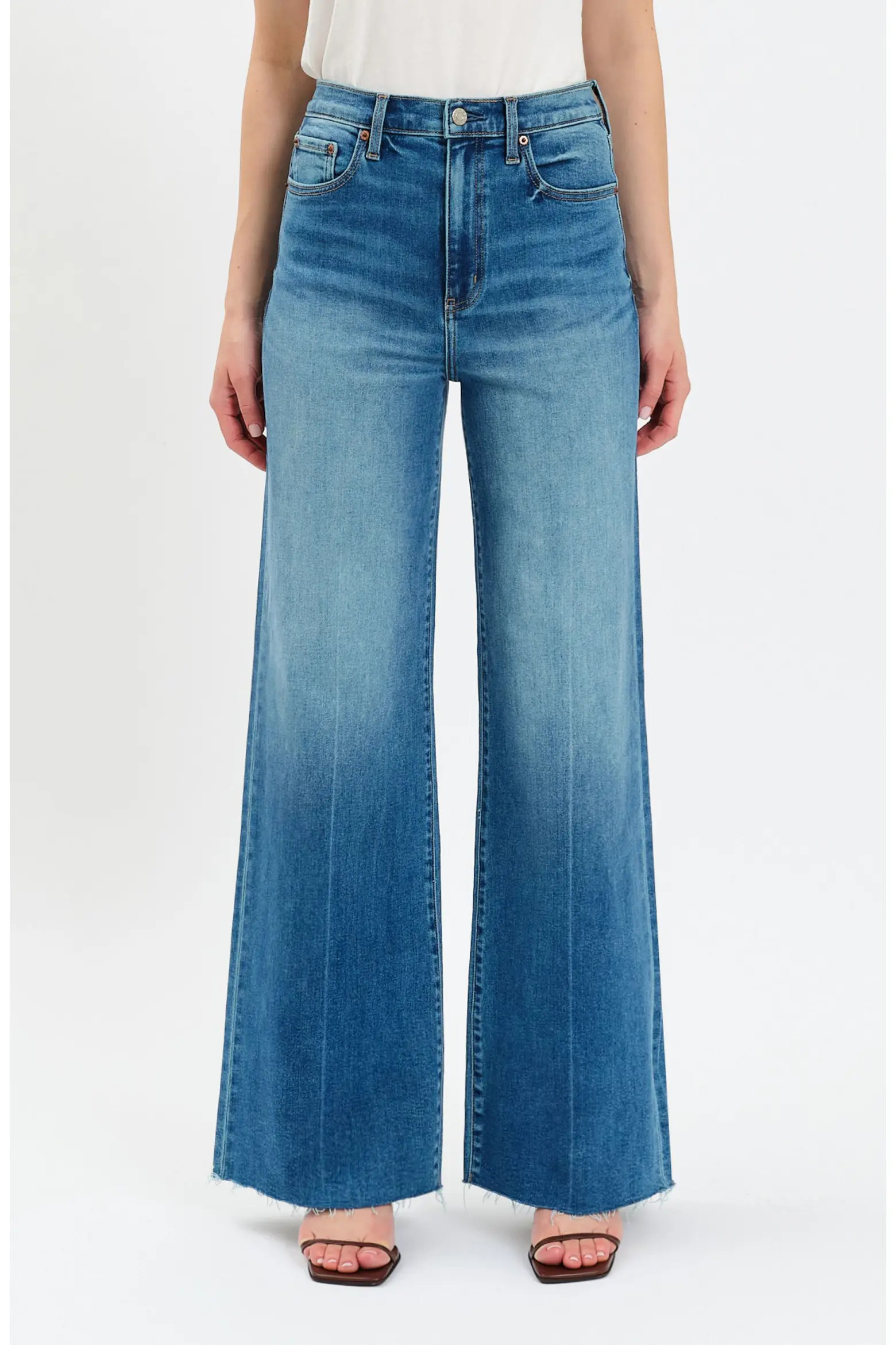Far Out High Waist Raw Hem Wide Leg Jeans (Women) | Nordstrom | Nordstrom