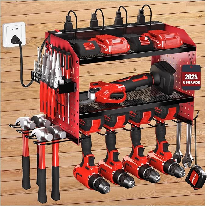 Veitorld Power Tool Organizer with Charging Station, 4 Drill Holders, Heavy Duty Modular Wall Mou... | Amazon (US)