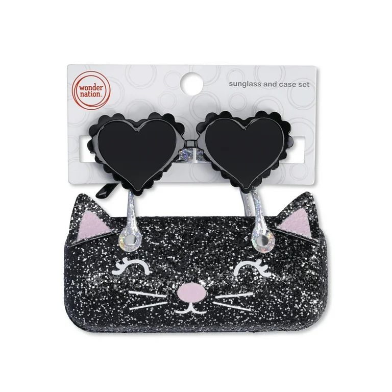 Wonder Nation Kids Heart Sunglasses with Kitty Carrying Case | Walmart (US)