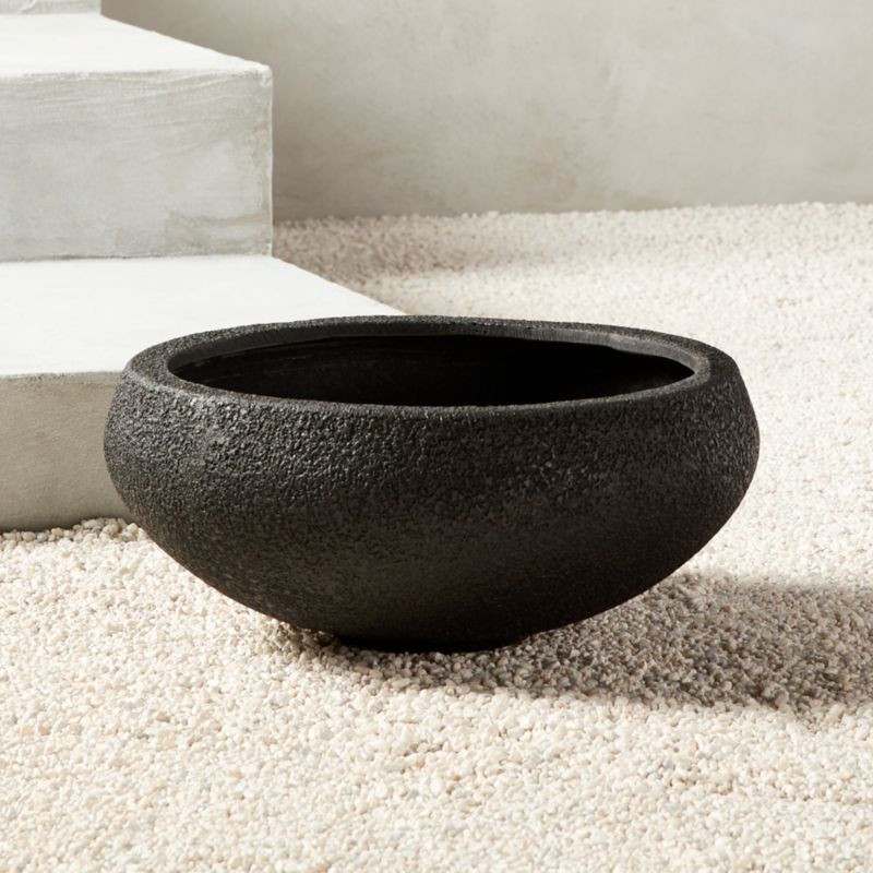 Boka Modern Black Outdoor Planter Bowl Small + Reviews | CB2 | CB2