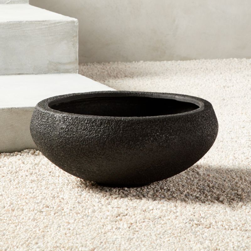 Boka Small Black Modern Indoor/Outdoor Concrete Planter Bowl + Reviews | CB2 | CB2