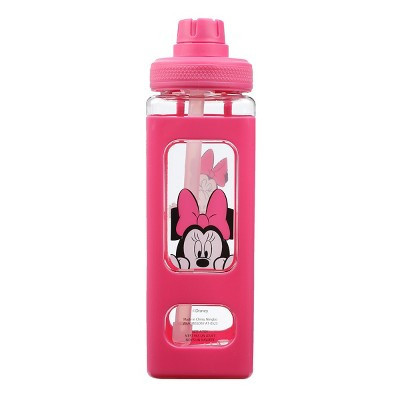 Disney Minnie Mouse Looking And Laughing 24 Oz Pink Square Plastic Water Bottle | Target