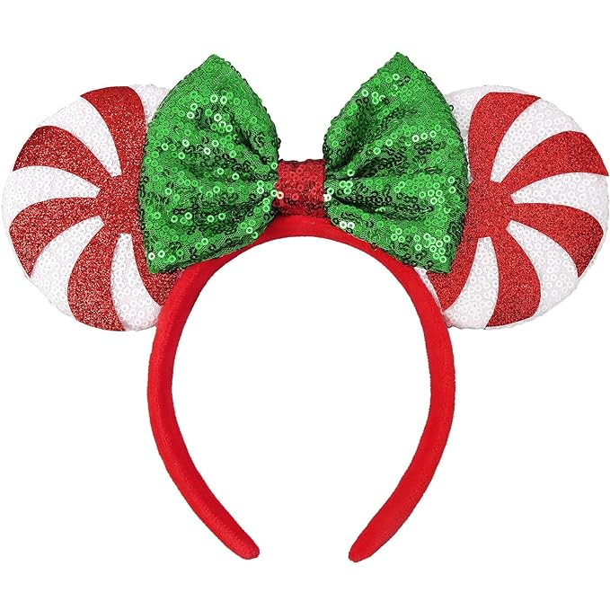 Christmas Mouse Ears Headband, Christmas Ears for Women Girls Adult, Park Ears Party Cosplay Cost... | Amazon (US)