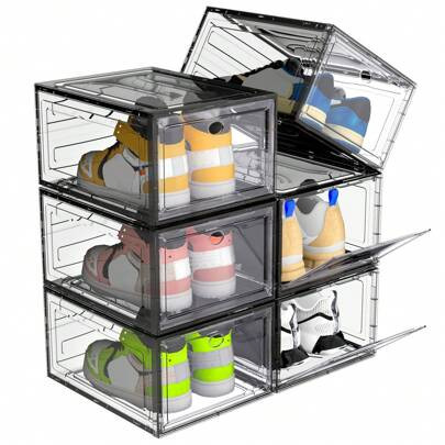 Shoe Storage, Shoe Organizer Clear Hard Plastic Shoe Box, Shoe Boxes Clear Plastic Stackable | SHEIN