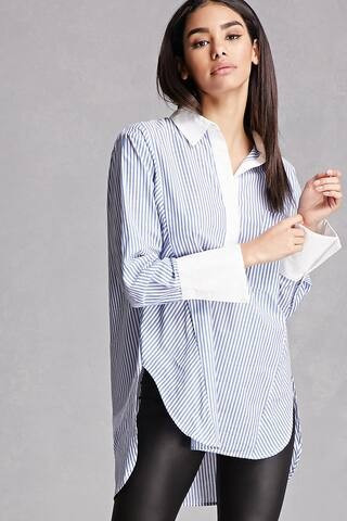 Oversized Stripe Contrast Shirt | Forever 21 (US)