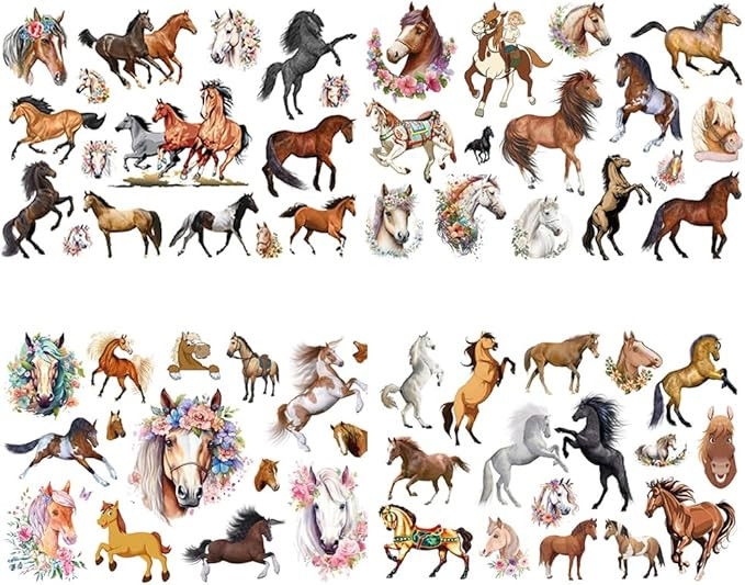 Yesallwas 4 Sheets Horses Temporary Tattoos Temporary Face Tattoos Animals Horse Tattoos for Birt... | Amazon (CA)