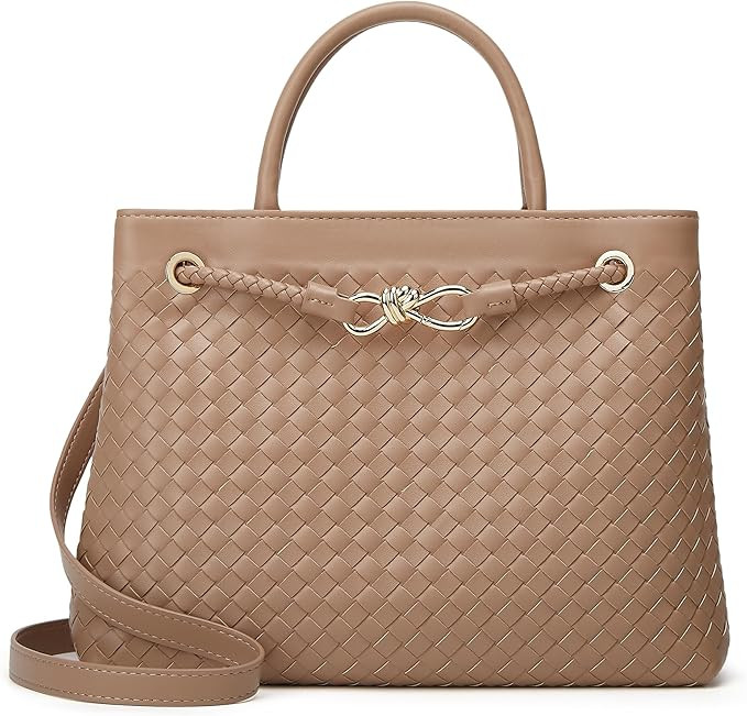 Woven Bag for Women Shoulder Purse: Vegan Leather Handbag - Handmade Tote Bag - Elegant Satchel B... | Amazon (US)