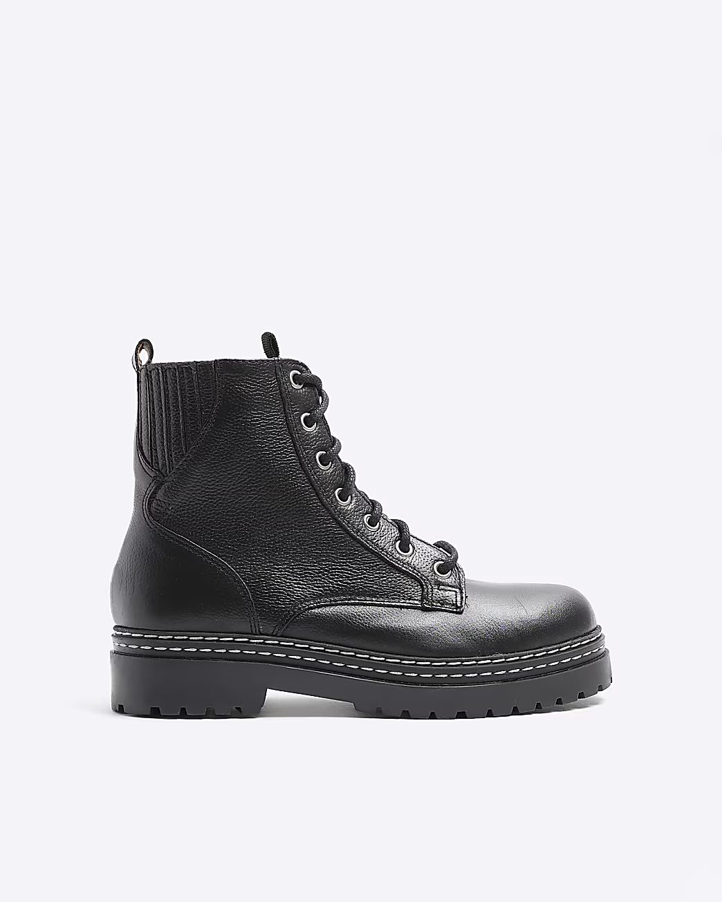 Black leather lace up boots | River Island (UK & IE)