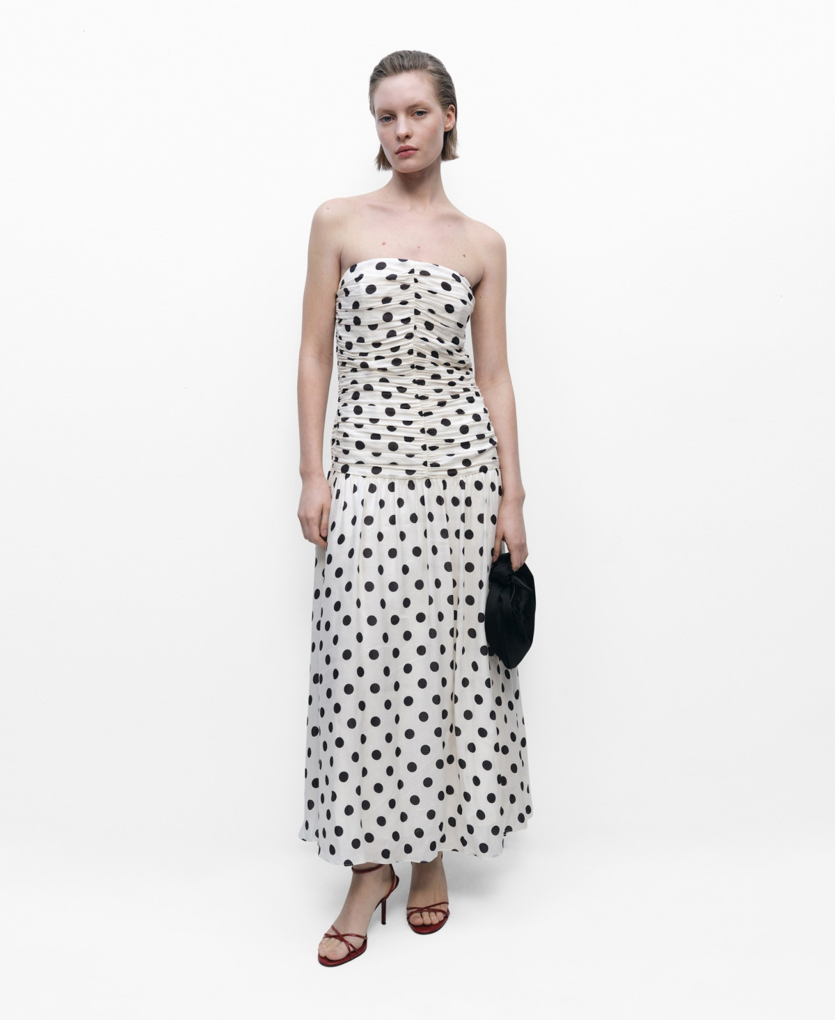 Mango Women's Draped Body Polka Dot Dress - Off White | Macy's