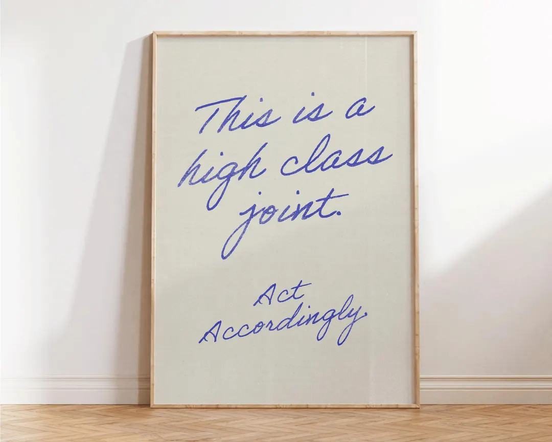 This is A High Class Joint Print - Retro Minimalist Wall Art - Funny Living Room Decor - Preppy A... | Etsy (US)