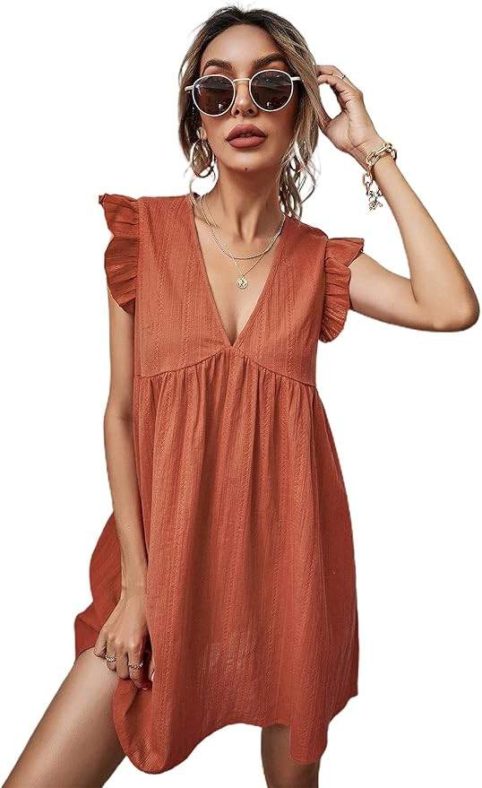 Romwe Women's Plain Short Sleeve Floral Summer Floral Lace Prom Party Shift Dress | Amazon (US)