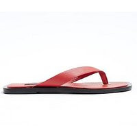 River Island Leather Flip Flop Sandal - Red | Very (UK)