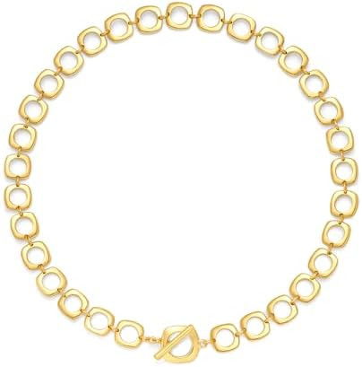 Chunky Gold Toggle Choker Necklace for Women, 14K Gold Plated Statement Choker Toggle Clasp Chain... | Amazon (US)