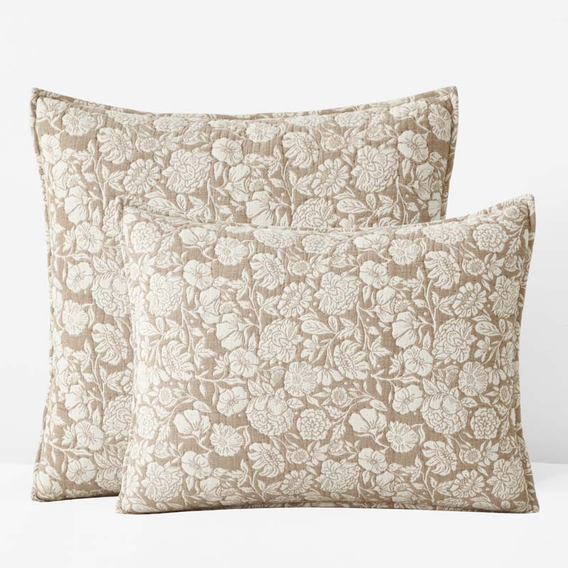 Kyla Floral Quilted Sham - Beige, Standard | The Company Store