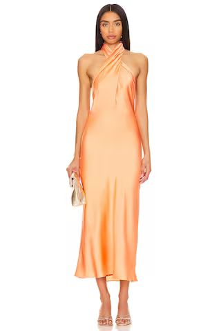 Show Me Your Mumu Jasmine Halter Midi Dress in Cantaloupe from Revolve.com | Revolve Clothing (Global)