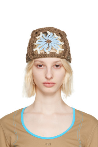 Brown Flower Beanie | SSENSE