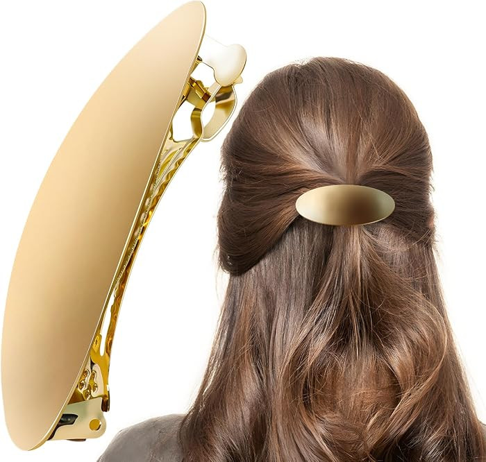 Barrettes For Women - 3inch Oval Vintage Metal Hair Clip - Gold Hair Barrette For Long Thick Hair... | Amazon (US)
