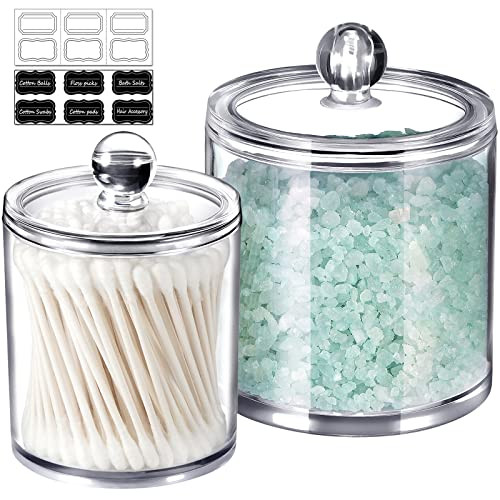 Qtip Dispenser Holder Bathroom Vanity Organizer Apothecary Jars Canister Set for Cotton Ball,Cotton  | Amazon (US)
