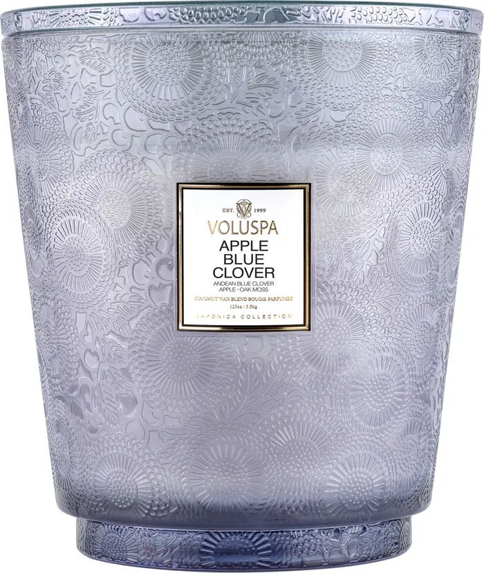 Apple Blue Clover Five-Wick Embossed Glass Candle | Nordstrom
